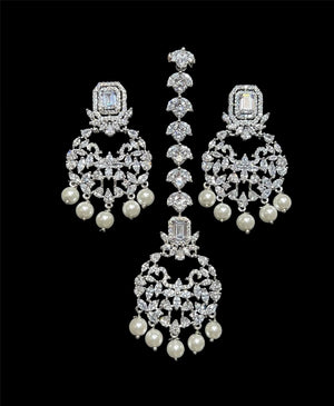 Pre Order Pari Pearl Diamond Choker CZ Choker American Diamond Necklace Set Choker Necklace Indian Cubic Zirconia Necklace Pakistani Jewelry