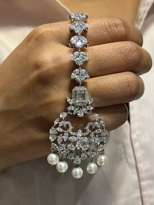 Pre Order Pari Pearl Diamond Choker CZ Choker American Diamond Necklace Set Choker Necklace Indian Cubic Zirconia Necklace Pakistani Jewelry