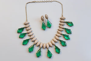 Mira Victorian Necklace with Emerald Doublet Stones | Kundan Necklace Set | Indian Jewelry | Victorian Necklace | Indian Necklace