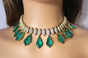 Mira Victorian Necklace with Emerald Doublet Stones | Kundan Necklace Set | Indian Jewelry | Victorian Necklace | Indian Necklace