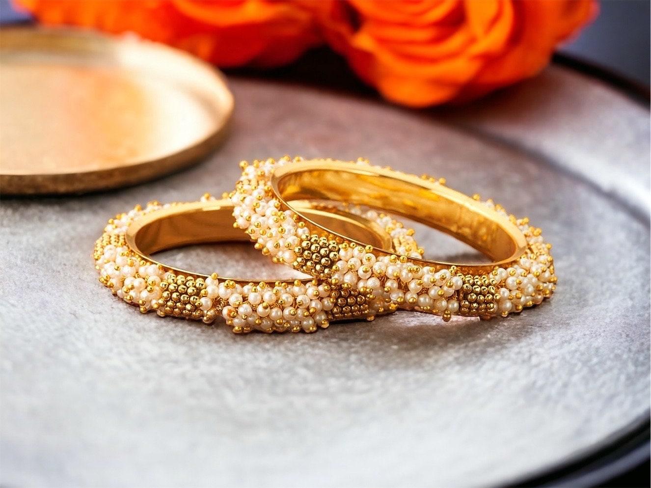 Antique goldpearl bangle set/ Indian Bangles/ Punjabi Jewelry/ Pakistani jewelry/ Indian jewelry/ indian wedding jewelry/