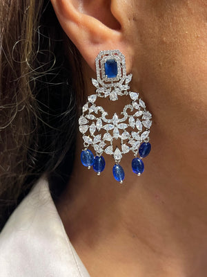 Pari Blue Diamond Choker CZ Choker American Diamond Necklace Set Choker Necklace Indian Cubic Zirconia Necklace Pakistani Jewelry