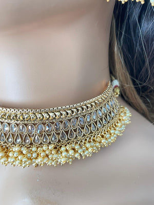 Polki Gold Choker/ Indian Gold Choker/ Pakistani Jewelry/ Punjabi Jewelry/ Polki Necklace/ Kundan Choker/ Indian Jewelry