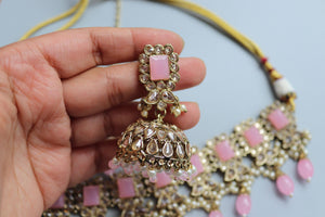 Myra Pink Polki Choker Indian Jewelry Punjabi Choker Pakistani jewelry Indian necklace Punjabi Choker Kundan Set