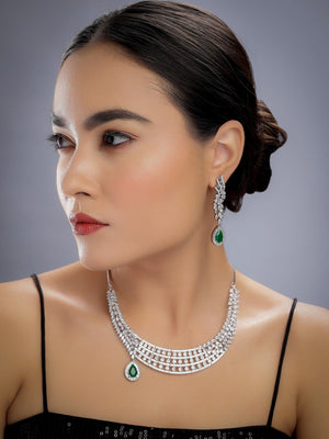 Rani Emerald Diamond Necklace Set Emerald Necklace Wedding Necklace Indian Jewelry Indian Necklace Pakistani Jewelry American Diamond