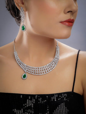 Rani Emerald Diamond Necklace Set Emerald Necklace Wedding Necklace Indian Jewelry Indian Necklace Pakistani Jewelry American Diamond