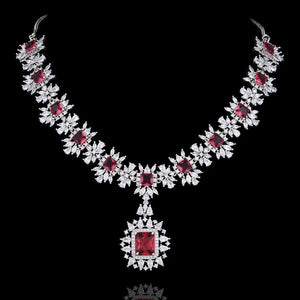 Sold Out Misha Sapphire Diamond Silver Long Short Necklace with Earrings and Tikka Indian Jewelry Pakistani Jewelry Bollywood Jewelry