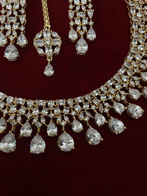 Gold Diamond Necklace / Statement Jewelry/ Statement Necklace/ Elegant Jewelry/ Unique Jewelry/ Indian Jewelry/ CZ Necklace