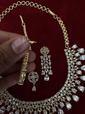 Gold Diamond Necklace / Statement Jewelry/ Statement Necklace/ Elegant Jewelry/ Unique Jewelry/ Indian Jewelry/ CZ Necklace
