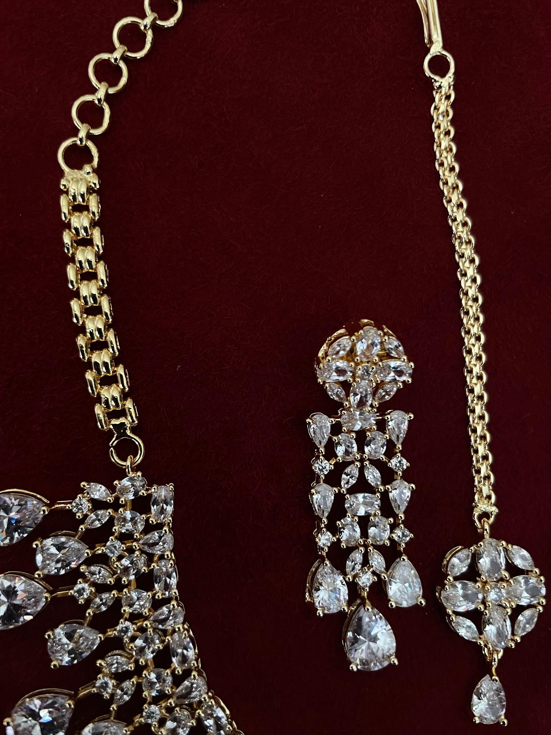 Gold Diamond Necklace / Statement Jewelry/ Statement Necklace/ Elegant Jewelry/ Unique Jewelry/ Indian Jewelry/ CZ Necklace