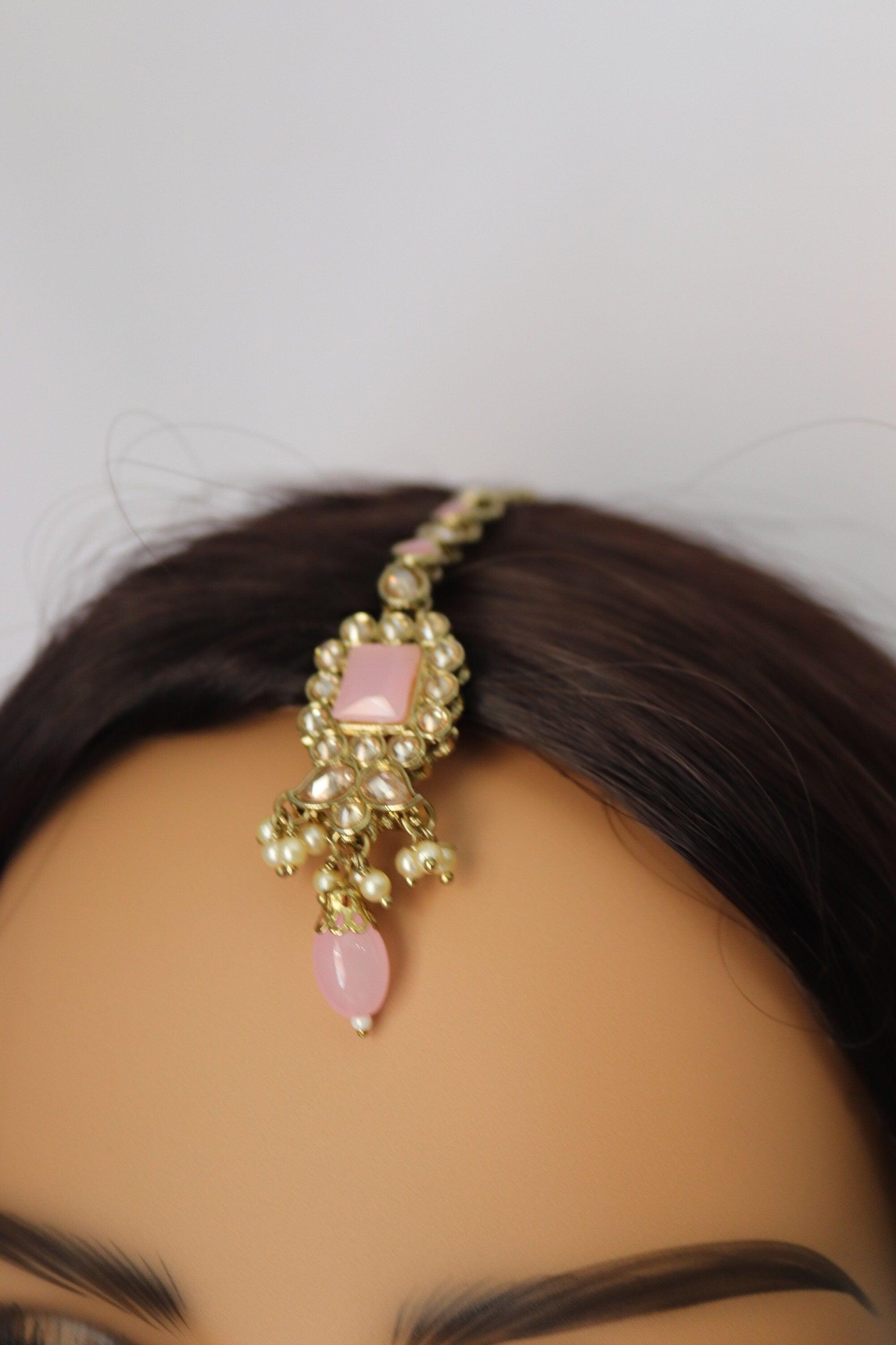 Myra Pink Polki Choker Indian Jewelry Punjabi Choker Pakistani jewelry Indian necklace Punjabi Choker Kundan Set