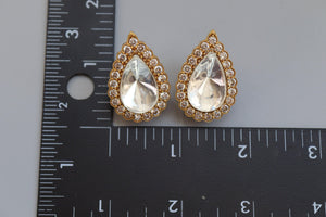 Mossonite Polki Studs | Indian Studs | CZ studs | Punjabi Earrings| Indian Jewelry | Indian Earrings | Pakistani Jewelry |