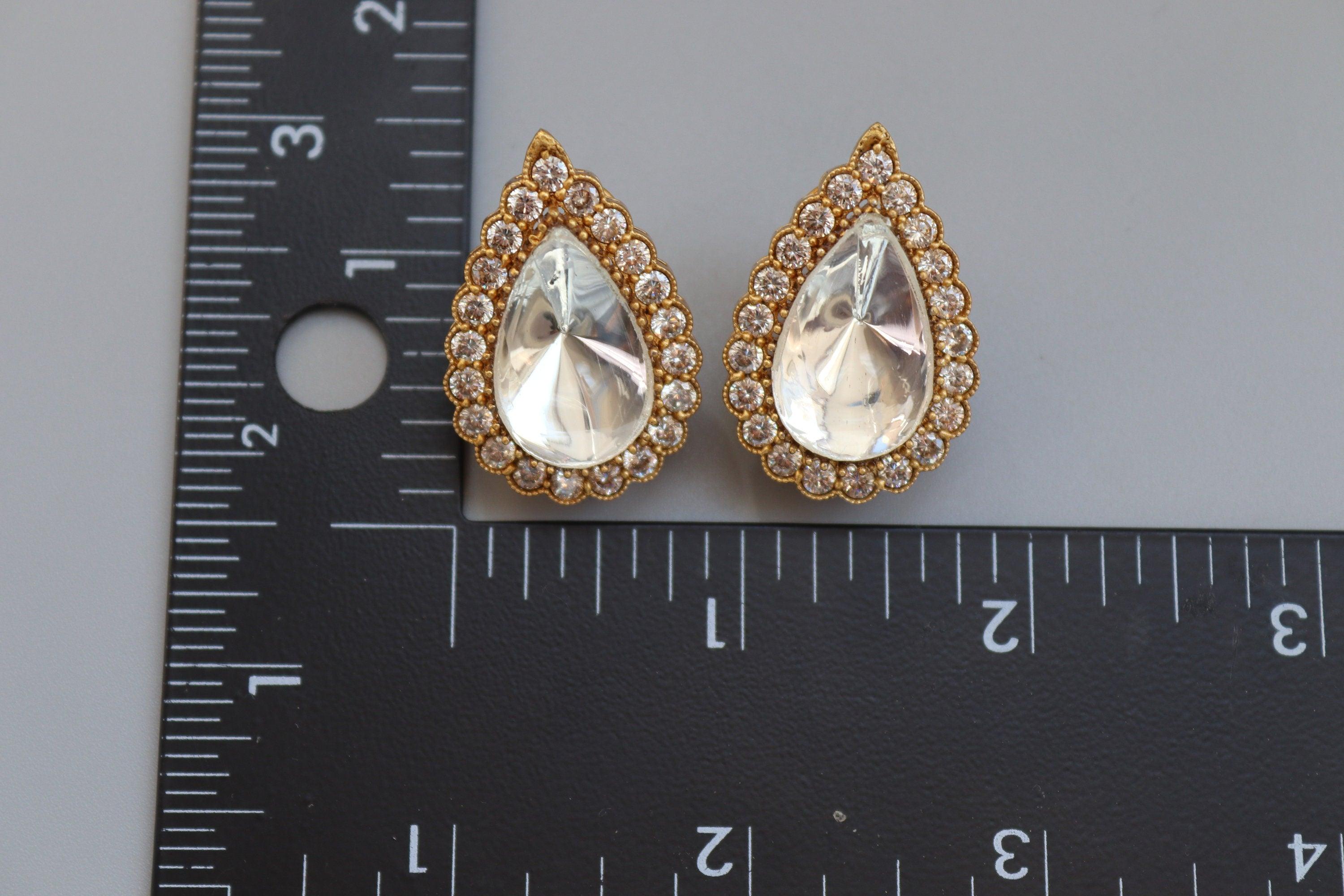 Mossonite Polki Studs | Indian Studs | CZ studs | Punjabi Earrings| Indian Jewelry | Indian Earrings | Pakistani Jewelry |