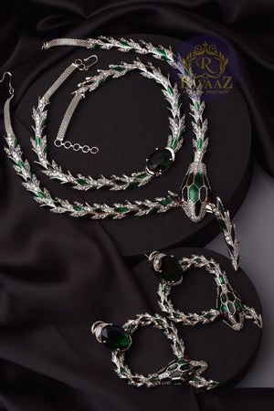 Emerald Snake Necklace Diamond Snake Necklace Silver Serpent Snake Jewelry Snake Statement Necklace Statement Jewelry CZ Snake Necklace