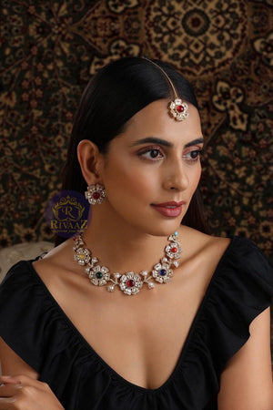 Sold Out Navratan Indian Necklace Set Kundan Necklace Bollywood Jewelry Kundan Choker Indian Jewelry