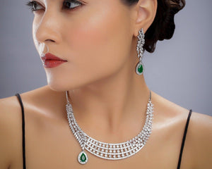 Rani Emerald Diamond Necklace Set Emerald Necklace Wedding Necklace Indian Jewelry Indian Necklace Pakistani Jewelry American Diamond