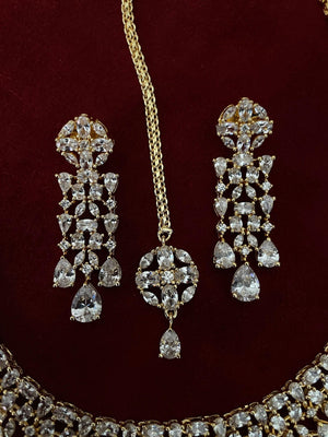 Gold Diamond Necklace / Statement Jewelry/ Statement Necklace/ Elegant Jewelry/ Unique Jewelry/ Indian Jewelry/ CZ Necklace