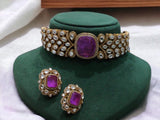 Purple Gold Victorian Choker Indian Jewelry Necklace Emerald Indian Choker Indian Necklace Bollywood Jewelry Doublet