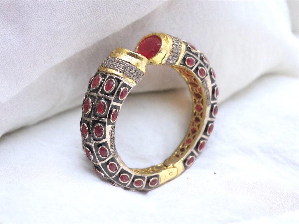 Ruby Victorian Bangle/Indian Jewelry / Pakistani jewelry/ Indian Bangle/ Ethnic bangles / Ruby Bangles/ Bollywood Jewelry