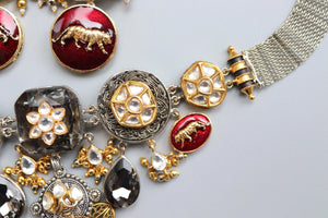 Inspired Necklace Fusion Indian Necklace Indian Choker Indian Jewelry Indian Necklace Kundan Necklace Oxidised Necklace