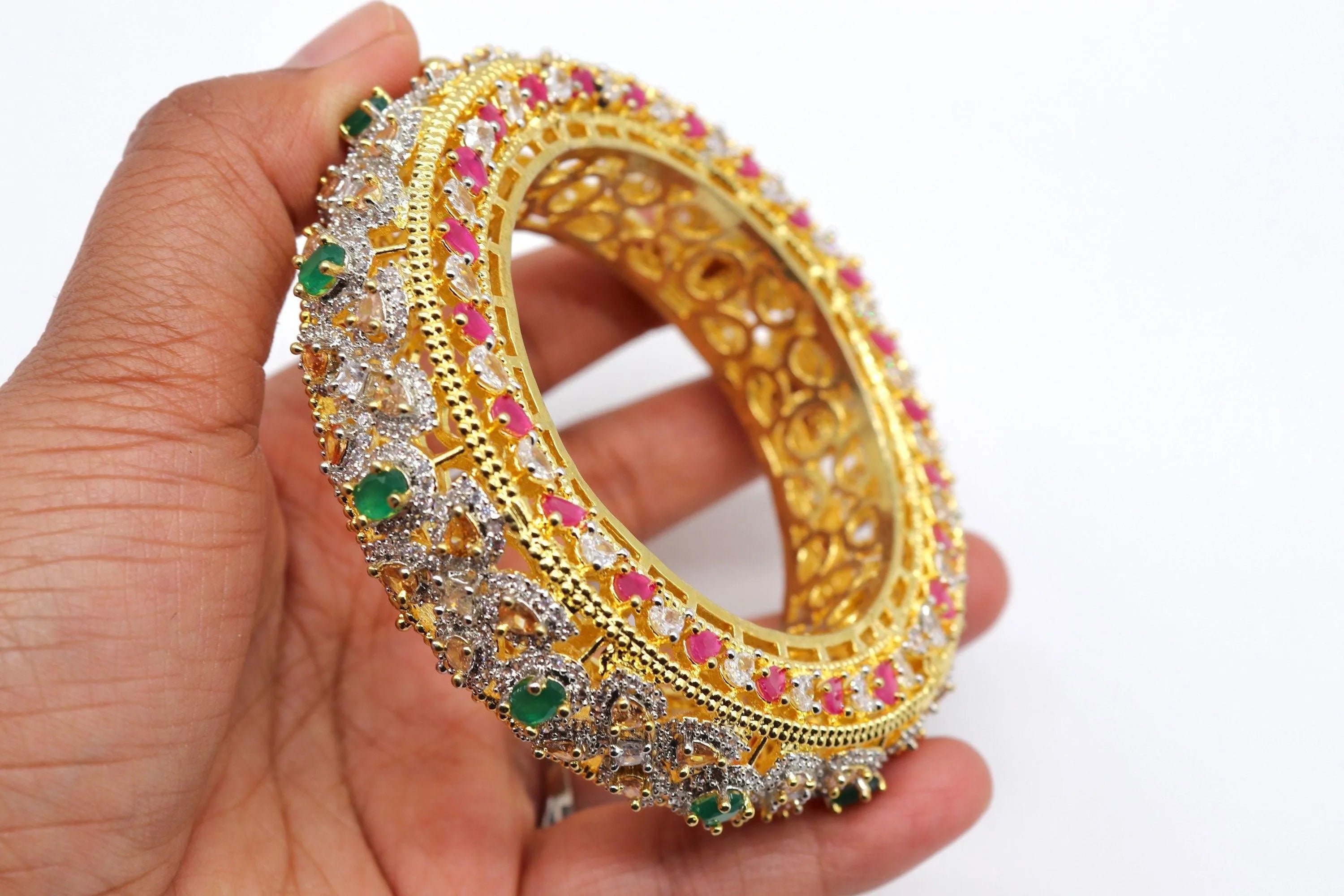 Gold Diamond Bangle | Pakistani Jewelry | Indian Jewelry | Punjabi Jewelry | Gold Bangle | Wedding Jewelry | Kada
