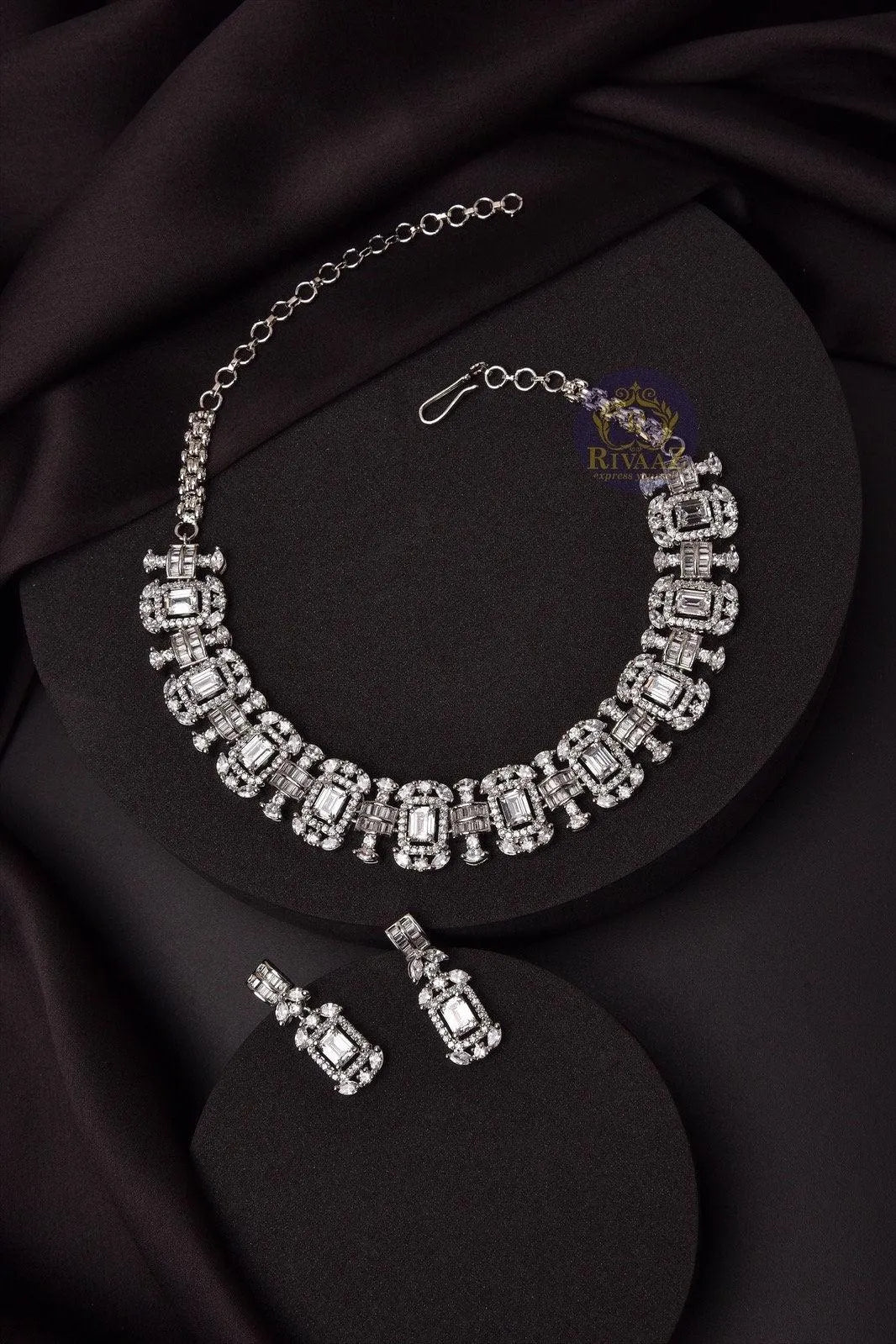 CZ Diamond Choker Necklace with Earring | Indian jewelry | Indian CZ Choker | Indian Choker | Pakistani jewelry | Indian Necklace Set