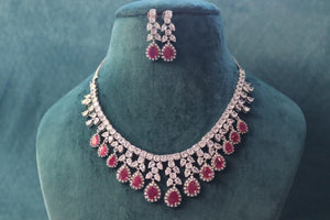 May Ruby Diamond Necklace / Statement Jewelry/ Statement Necklace/ Elegant Jewelry/ Unique Jewelry/ Indian Jewelry/ CZ choker Necklace