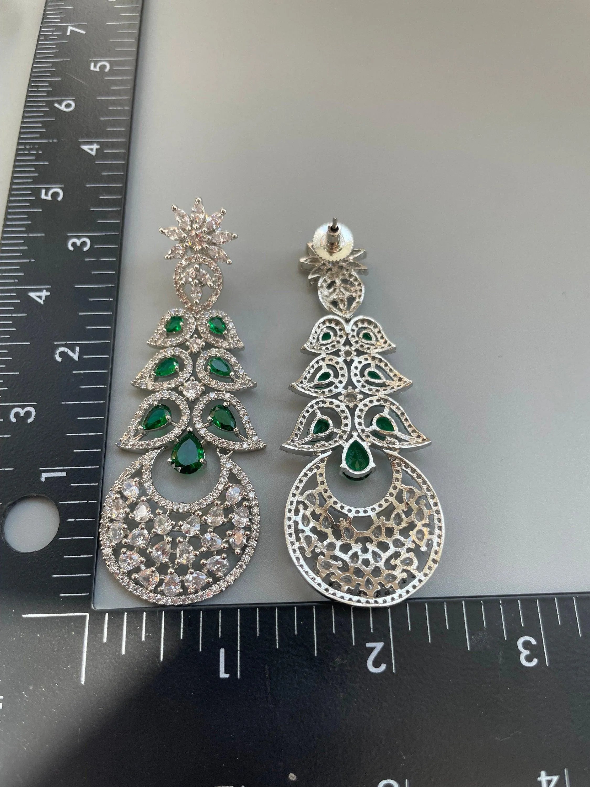 Noor Emerald Diamond CZ Necklace Indian Bridal Jewelry Indian Jewelry Emerald Diamond Necklace American Diamond Necklace Set CZ