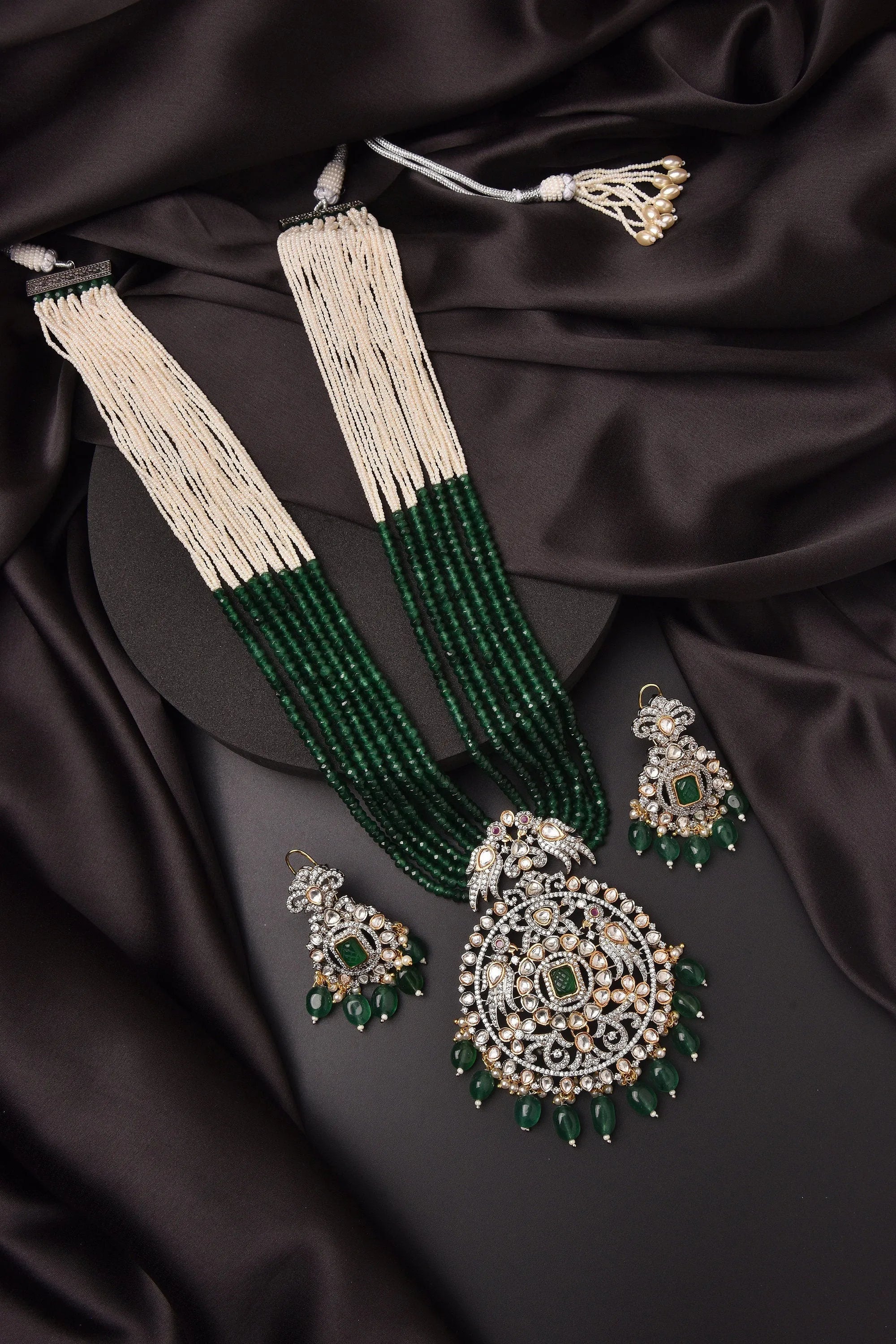 Rang Emerald Victorian Long Necklace Indian Long Necklace Victorian Jewelry Indian