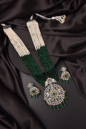 Rang Emerald Victorian Long Necklace Indian Long Necklace Victorian Jewelry Indian