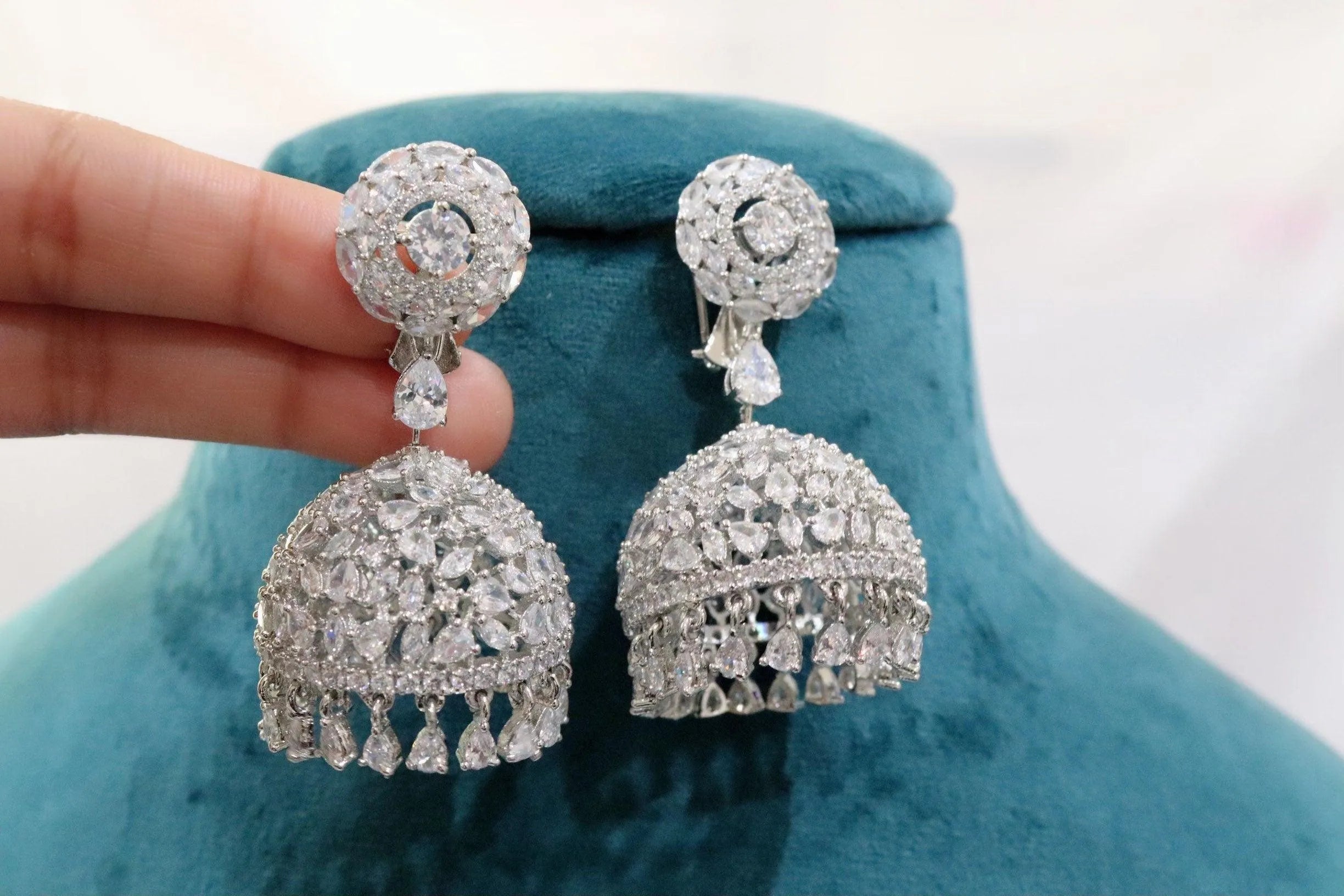 CZ Jhumka/ Indian Earring/ Diamond Jhumkas/ Statement Earring/ Indian Jewelry