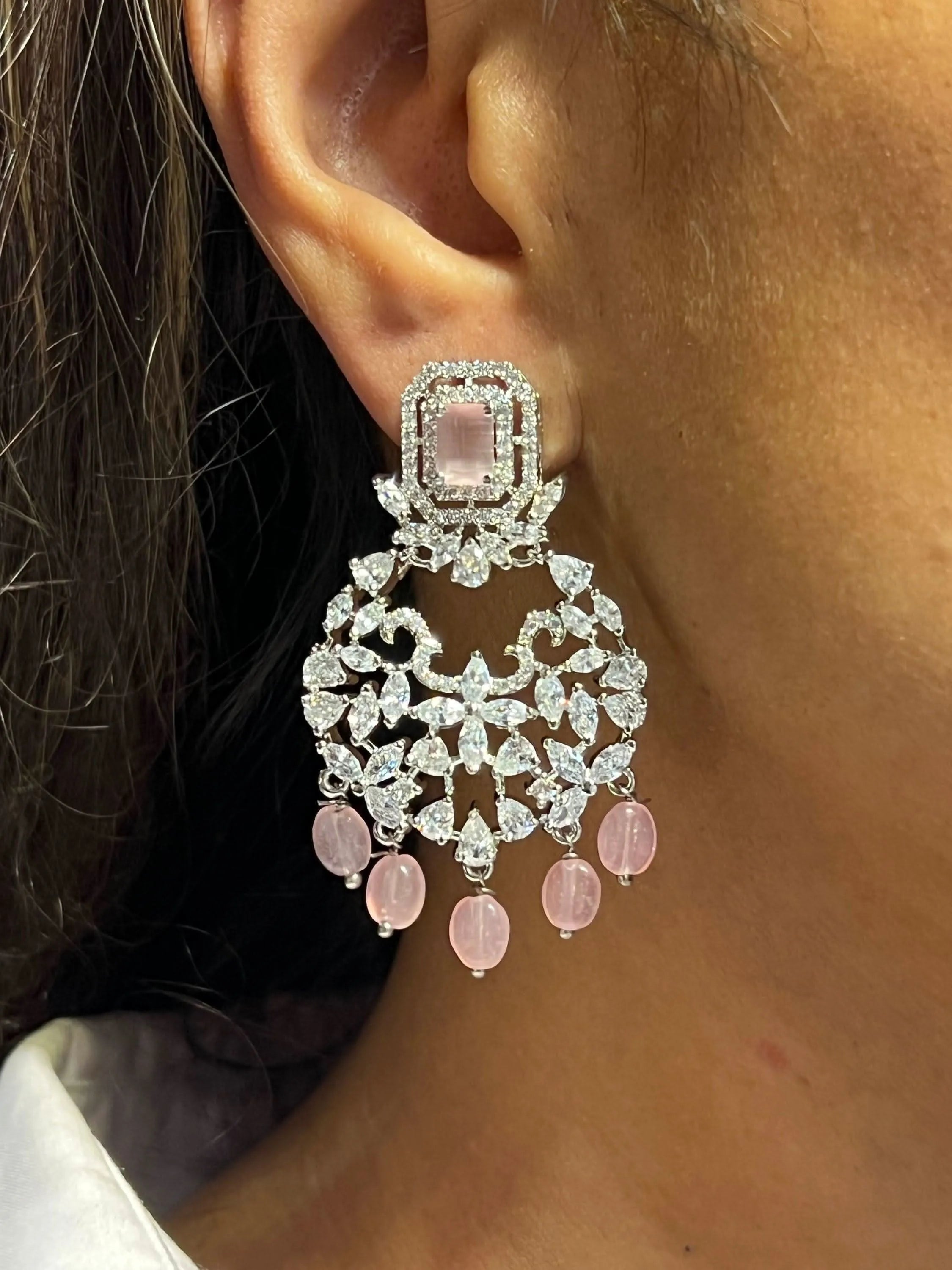 Pre Order Pari Pink Diamond Choker CZ Choker American Diamond Necklace Set Choker Necklace Indian Cubic Zirconia Necklace Pakistani Jewelry