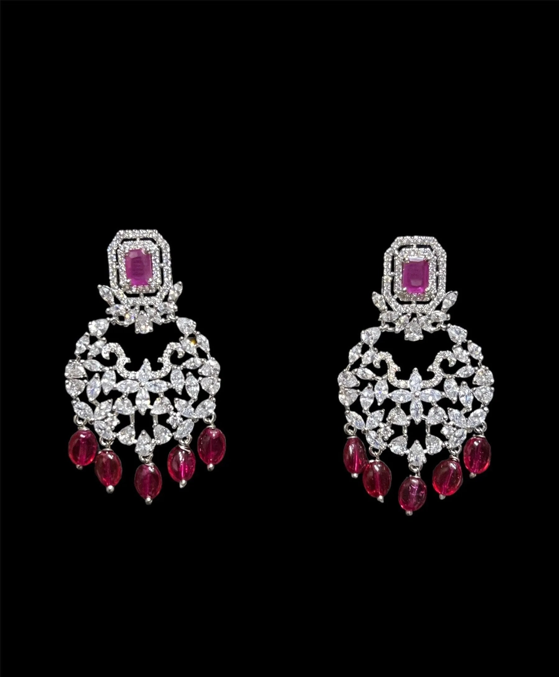 Pari Ruby Diamond Choker CZ Choker American Diamond Necklace Set Choker Necklace Indian Cubic Zirconia Necklace Pakistani Jewelry