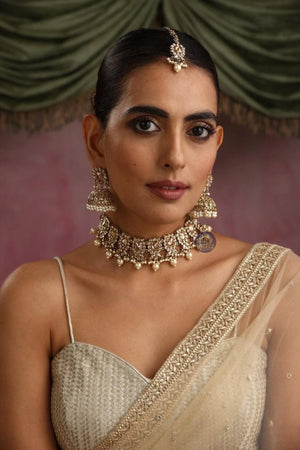 Myra Octo Gray Polki Choker Necklace Indian Jewelry Kundan Necklace Pakistani Jewelry Indian Choker Set Grey Punjabi Jewelry Wedding