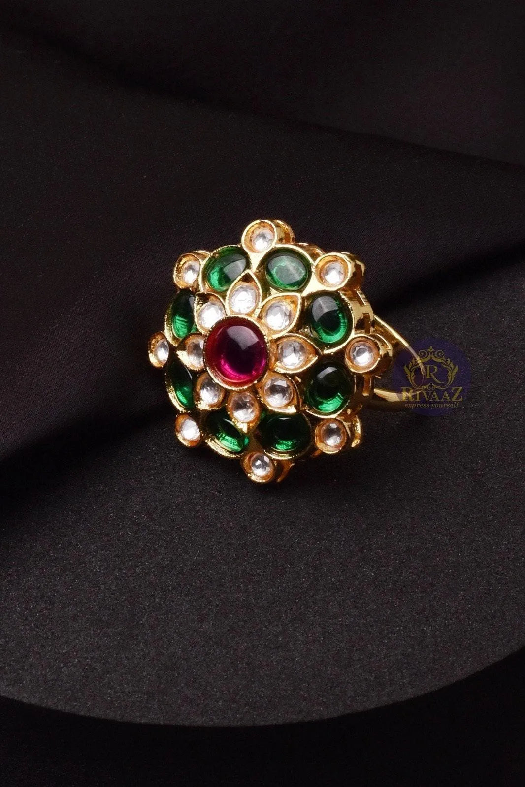 Ruby Green Polki Ring/ Indian Jewelry/ Indian Kundan Ring/ Indian wedding Jewelry/ Bollywood Jewelery/ Pakistani Jewelry