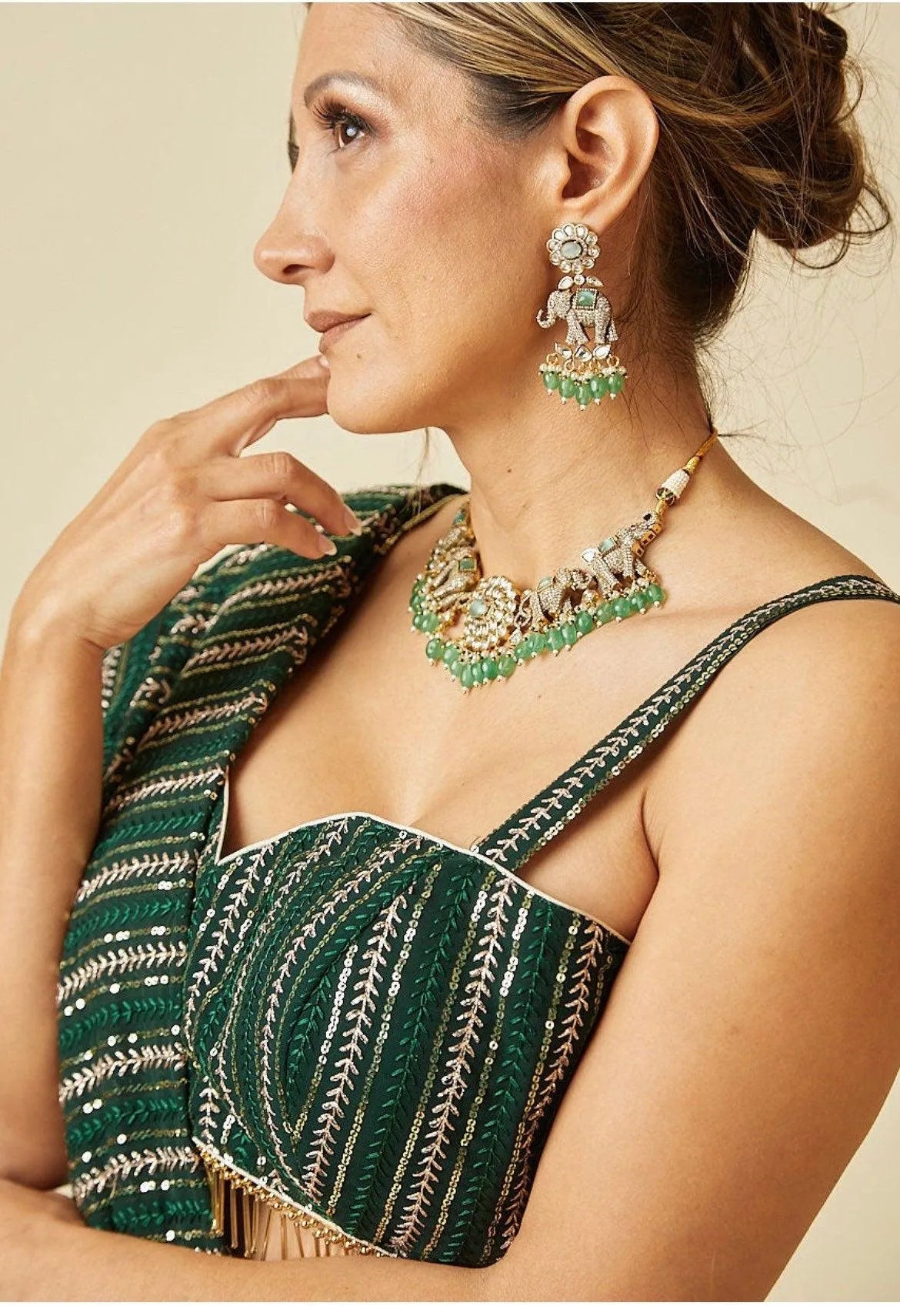 Mint Kundan Choker Necklace • Indian Choker • Indian Jewelry • American Diamond Necklace • Kundan Necklace • CZ Necklace • Choker