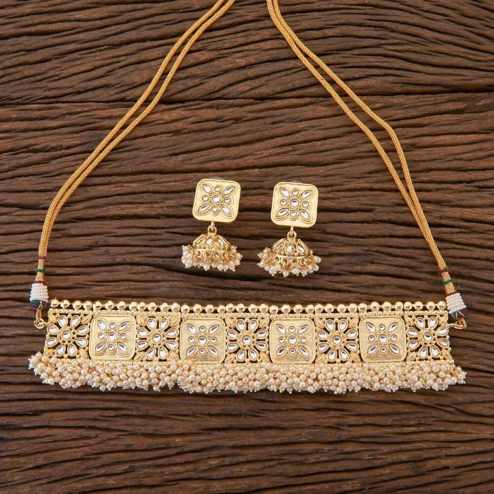 Pearl Kundan Choker / Indian Jewelry / Indian Necklace/ One Gram Gold Necklace/ Indian Jewelry/ Delicate Gold Necklace/ Pakistani Jewelry