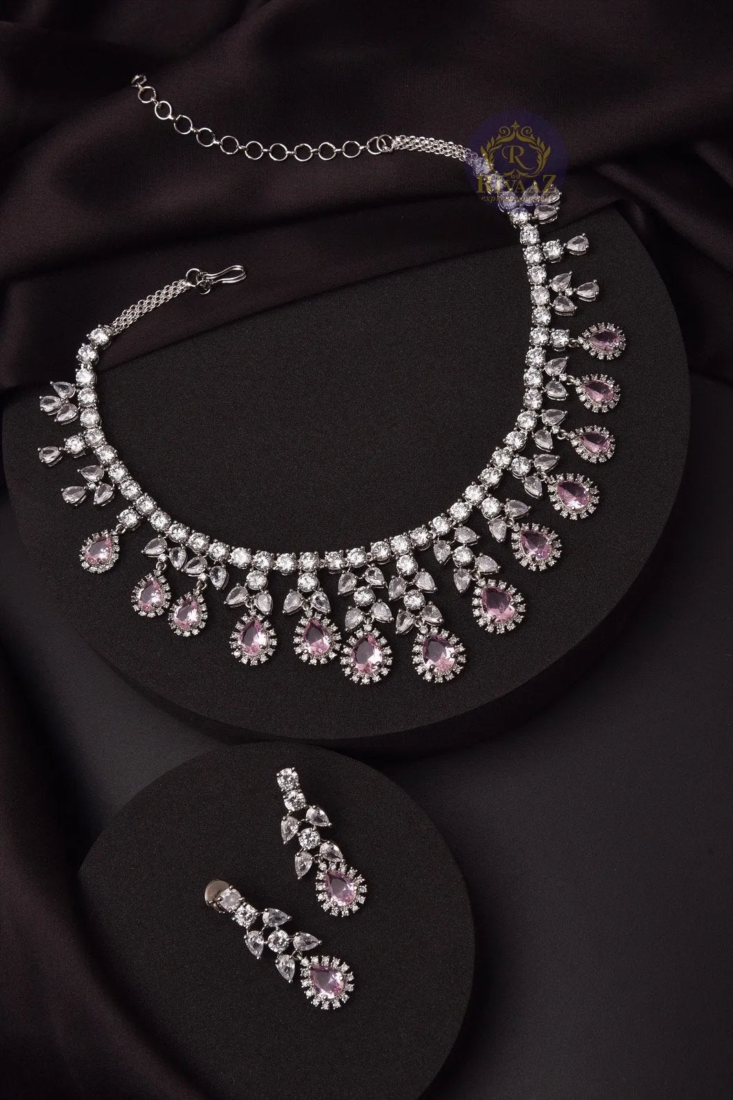 May Pink Diamond Necklace / Statement Jewelry/ Statement Necklace/ Elegant Jewelry/ Crystal Jewelry / Indian Jewelry/ CZ Necklace