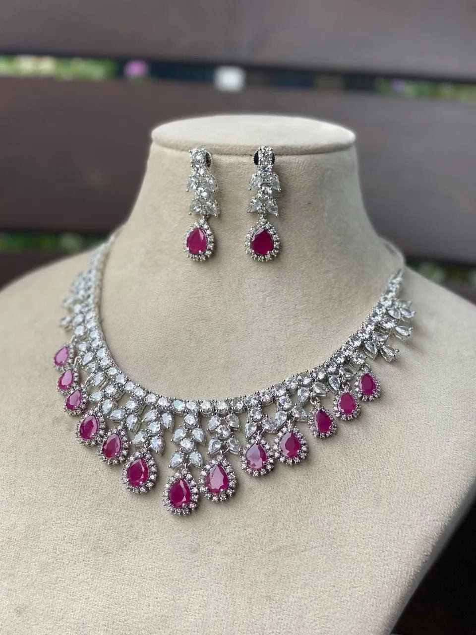 May Ruby Diamond Necklace / Statement Jewelry/ Statement Necklace/ Elegant Jewelry/ Unique Jewelry/ Indian Jewelry/ CZ choker Necklace