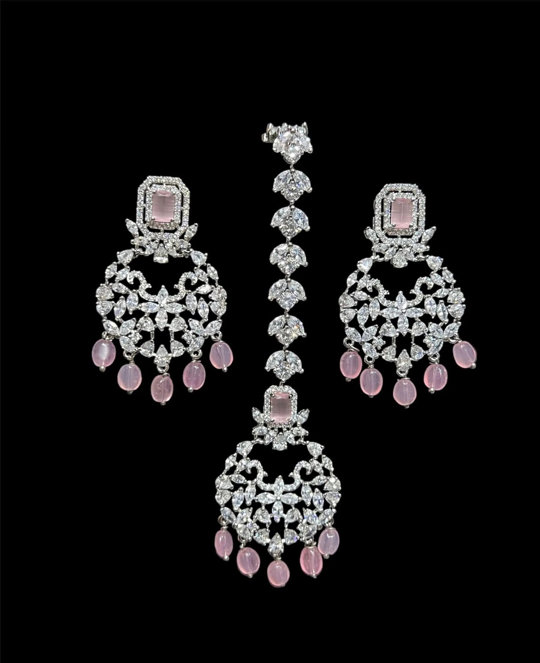 Pre Order Pari Pink Diamond Choker CZ Choker American Diamond Necklace Set Choker Necklace Indian Cubic Zirconia Necklace Pakistani Jewelry