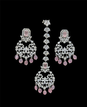 Pre Order Pari Pink Diamond Choker CZ Choker American Diamond Necklace Set Choker Necklace Indian Cubic Zirconia Necklace Pakistani Jewelry