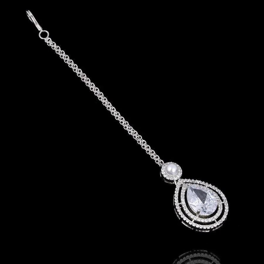 Kysha Diamond CZ Pearl Necklace Indian Jewelr Indian Necklace Pakistani Jewelry Crystal Necklace Statement Necklace American Diamond