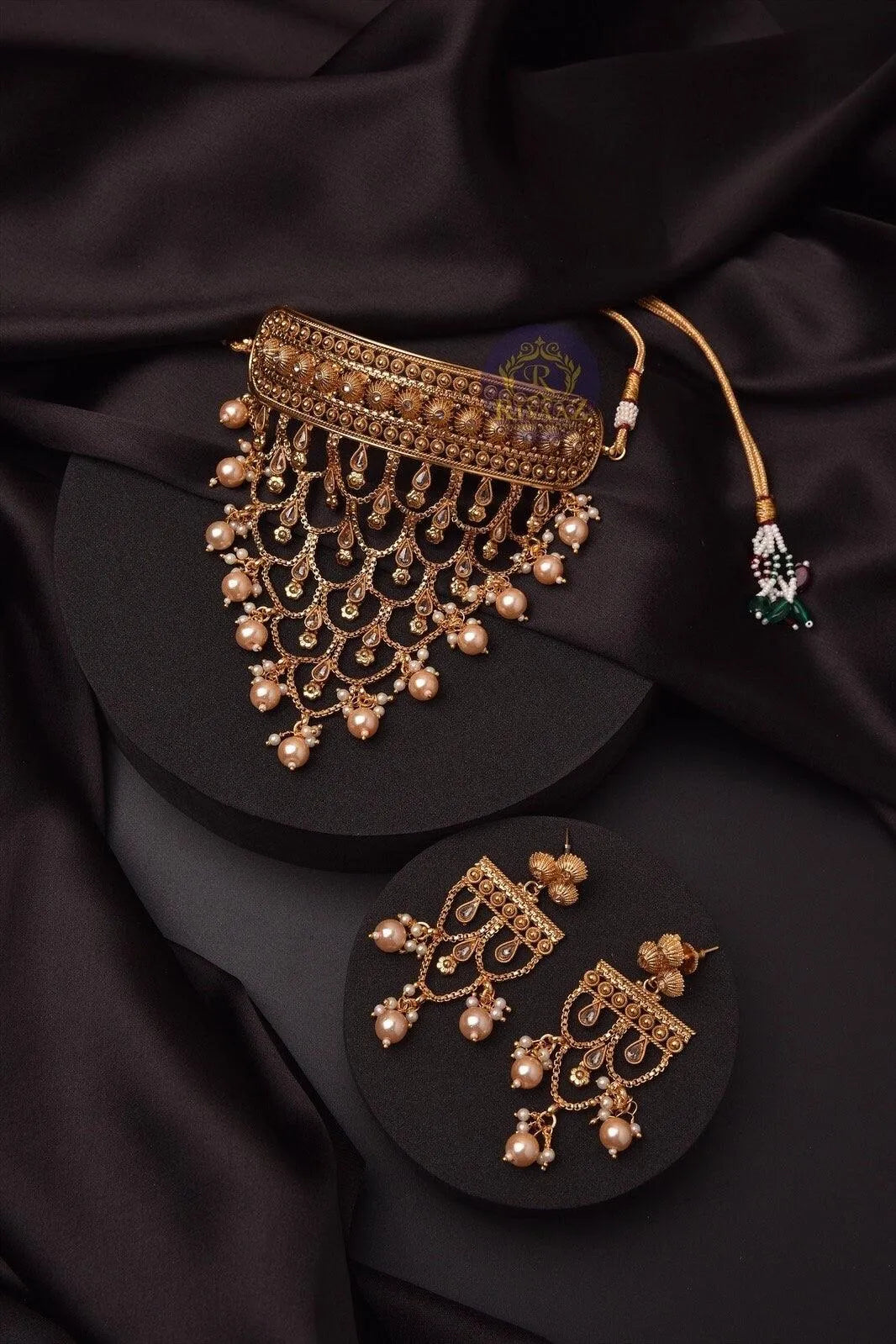 Gold Choker Necklace Real Gold Plated Gold Statement Necklace Indian Choker Indian Necklace Pakistani jewelry Dubai Gold Necklace