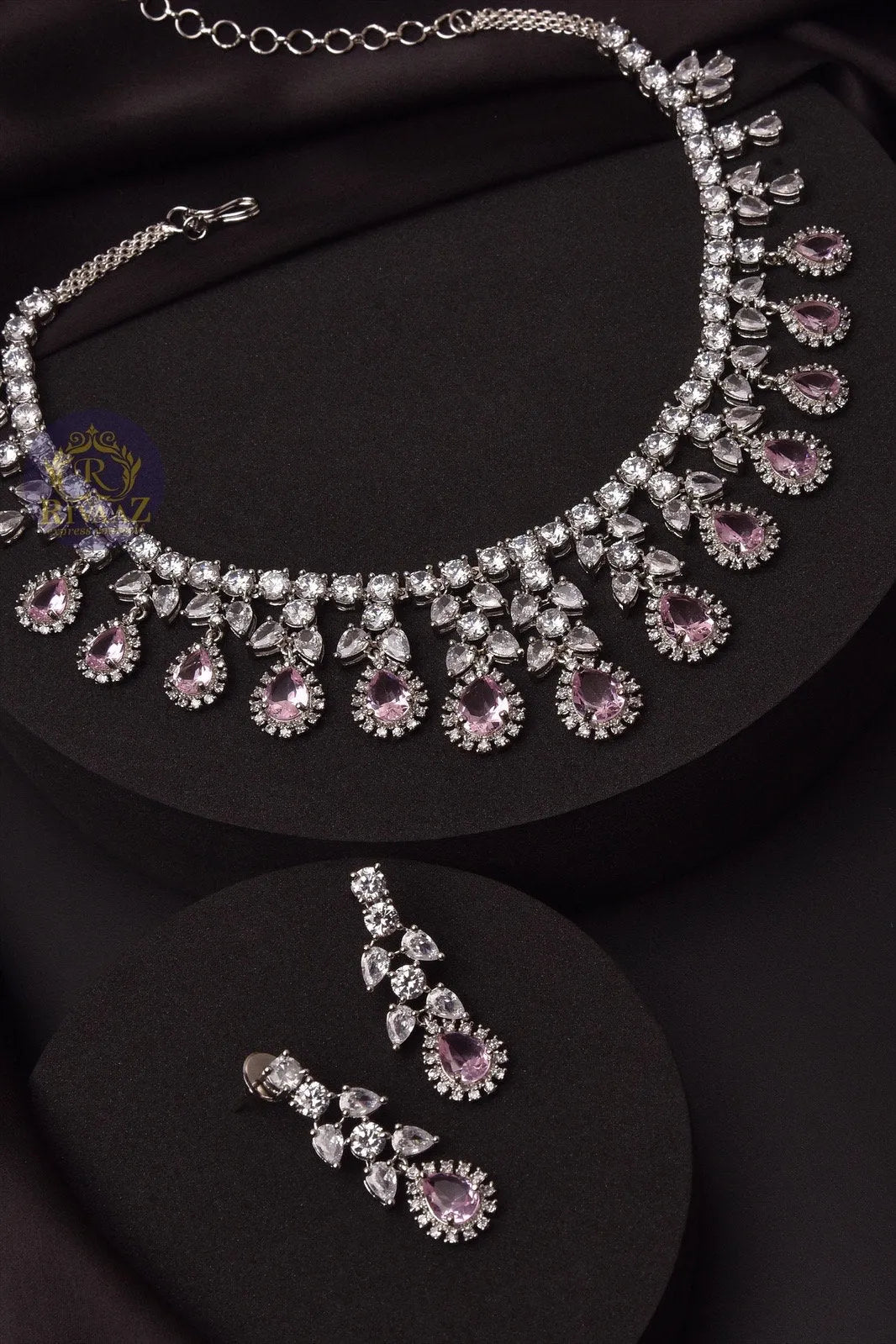 May Pink Diamond Necklace / Statement Jewelry/ Statement Necklace/ Elegant Jewelry/ Crystal Jewelry / Indian Jewelry/ CZ Necklace
