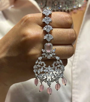 Pre Order Pari Pink Diamond Choker CZ Choker American Diamond Necklace Set Choker Necklace Indian Cubic Zirconia Necklace Pakistani Jewelry