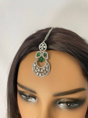 Noor Emerald Diamond CZ Necklace Indian Bridal Jewelry Indian Jewelry Emerald Diamond Necklace American Diamond Necklace Set CZ