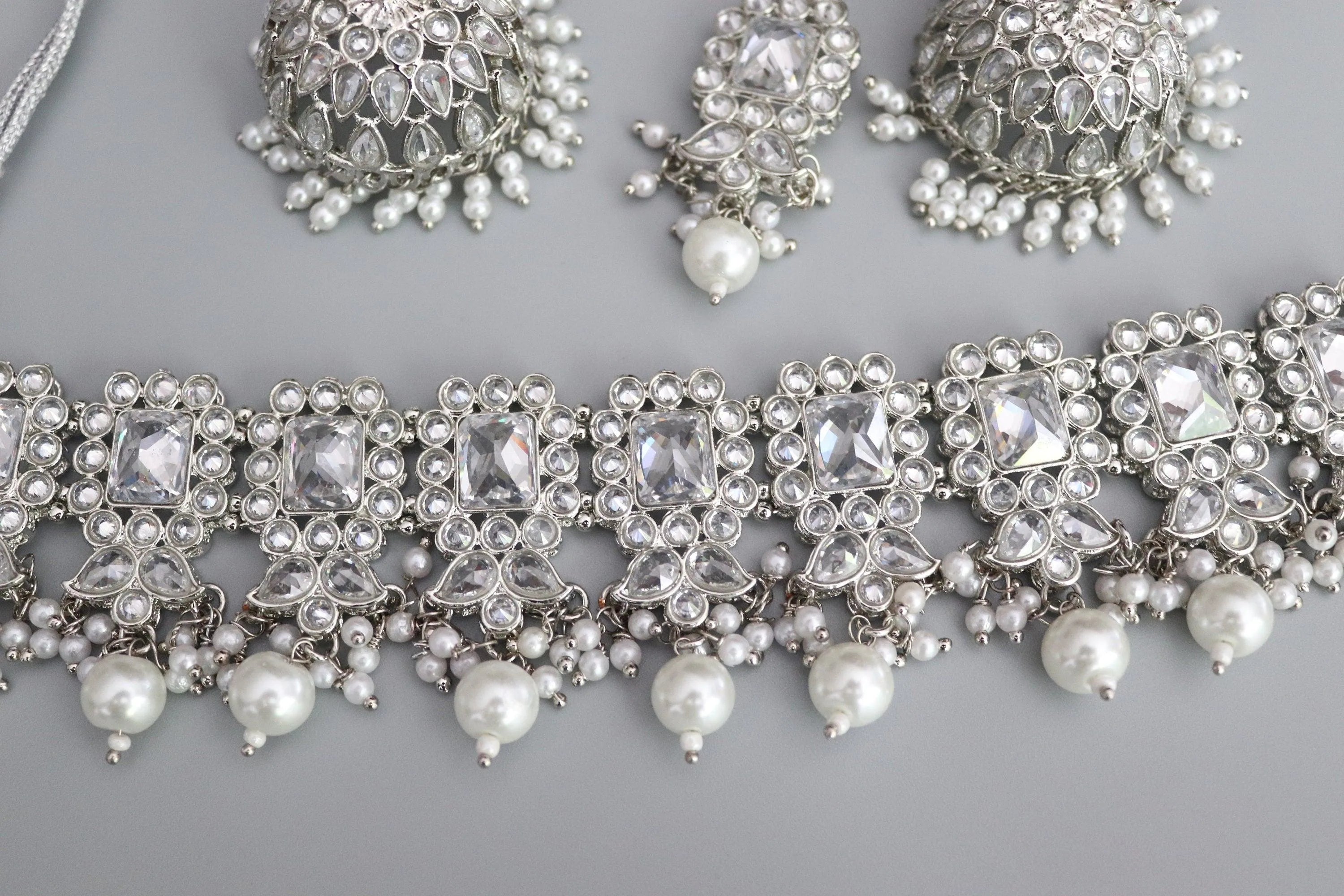 Myra Octo Silver Polki Choker Necklace India Silver Necklace Pakistani Jewelry Punjabi Jewelry Silver Kundan Choker Indian Jewelry Set