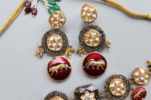 Inspired Necklace Fusion Indian Necklace Indian Choker Indian Jewelry Indian Necklace Kundan Necklace Oxidised Necklace