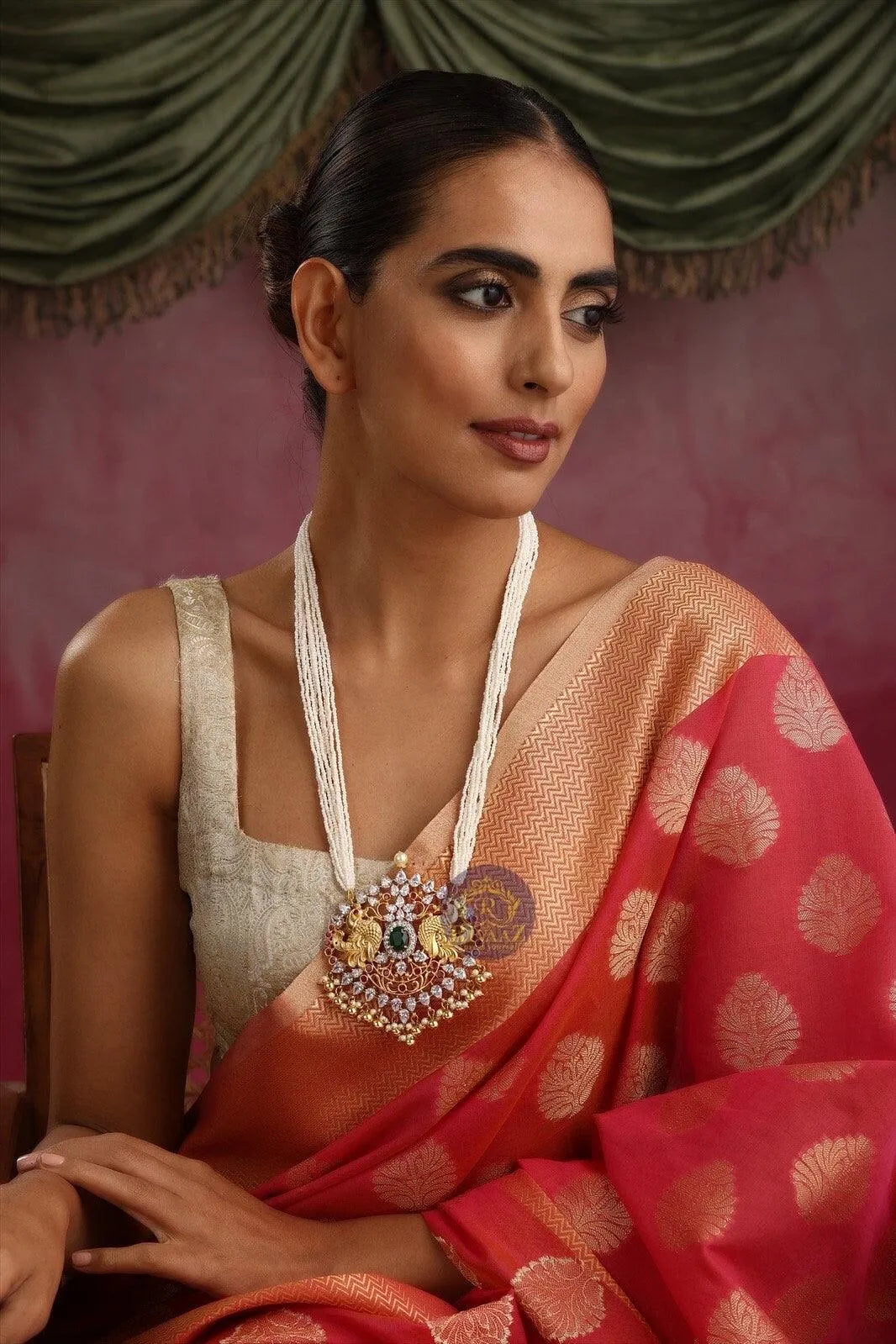 One Gram Gold Long Peacock Pendant Necklace | Indian Long Necklace | Indian Jewelry |Indian Necklace | Bollywood Jewelry