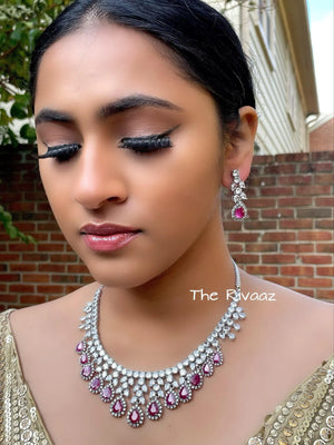 May Ruby Diamond Necklace / Statement Jewelry/ Statement Necklace/ Elegant Jewelry/ Unique Jewelry/ Indian Jewelry/ CZ choker Necklace